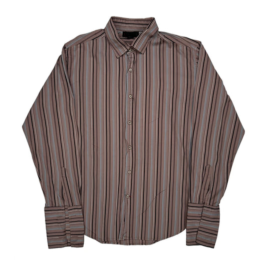 Guess Striped Shirt - XL Brown Cotton