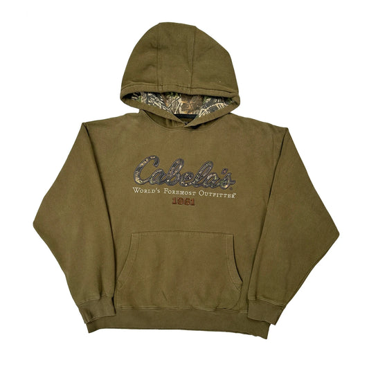 World'S Foremost Outfitter Cabelas Spellout Hoodie - XL Green Cotton