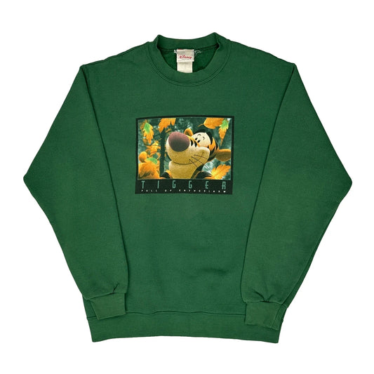 Vintage Tigger Disney Cartoon Sweatshirt - Small Green Cotton