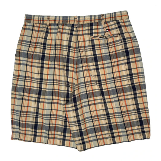 Tommy Hilfiger Checked Chino Shorts - 35W 10L Beige Cotton