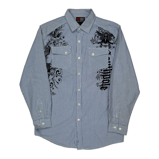 Age 12-13 Southpole Striped Shirt - Large Blue Cotton