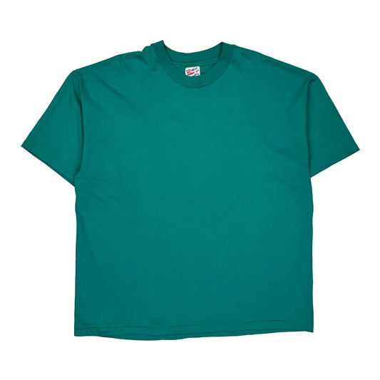 Made In USA Single Stitch Hanes T-Shirt - 2XL Green Cotton Blend
