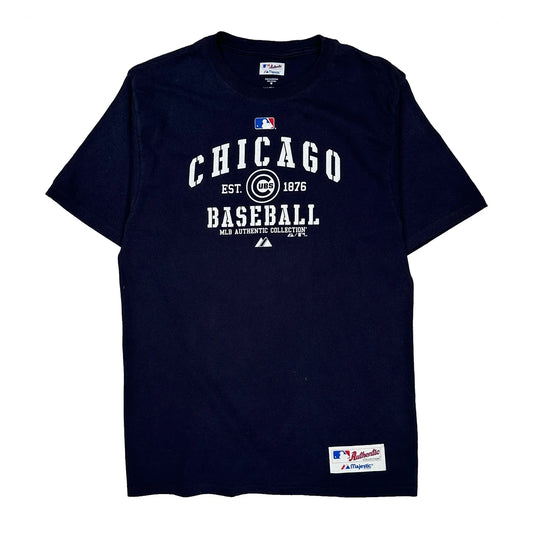 Chicago Cubs Majestic Mlb T-Shirt - Medium Navy Cotton