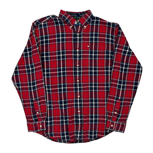 Tommy Hilfiger Checked Flannel Shirt - Large Blue Cotton