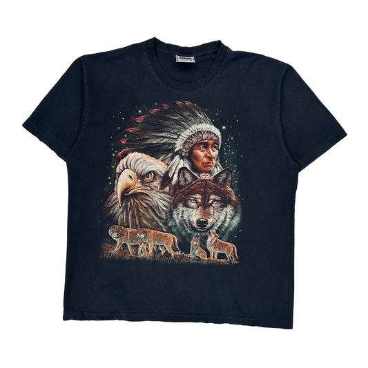 Native American Motif The Roxx Single Stitch T-Shirt - 2XL Black Cotton