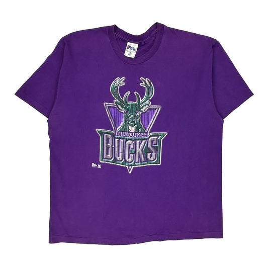 Milwaukee Bucks Pro Player Single Stitch T-Shirt - 2XL Purple Cotton