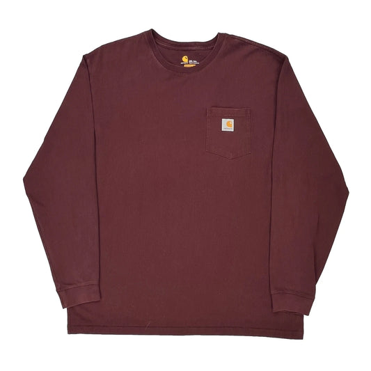 Carhartt Tall Long Sleeve T-Shirt - 2XL Burgundy Cotton
