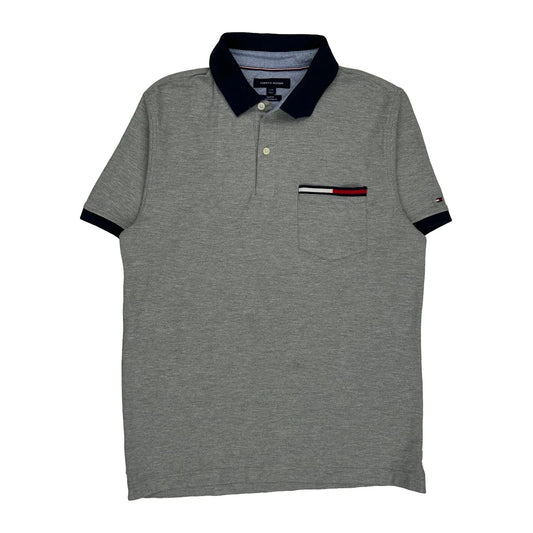 Tommy Hilfiger Slim Fit Polo Shirt - Large Grey Cotton