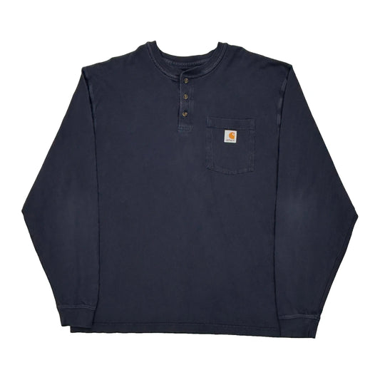 Carhartt Long Sleeve T-Shirt - XL Navy Cotton