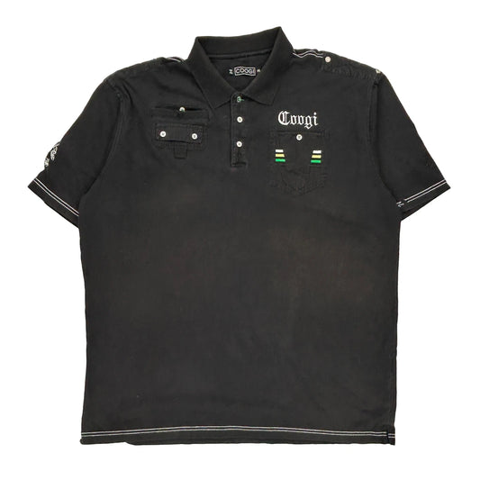 Coogi Graphic Polo Shirt - 4XL Black Cotton