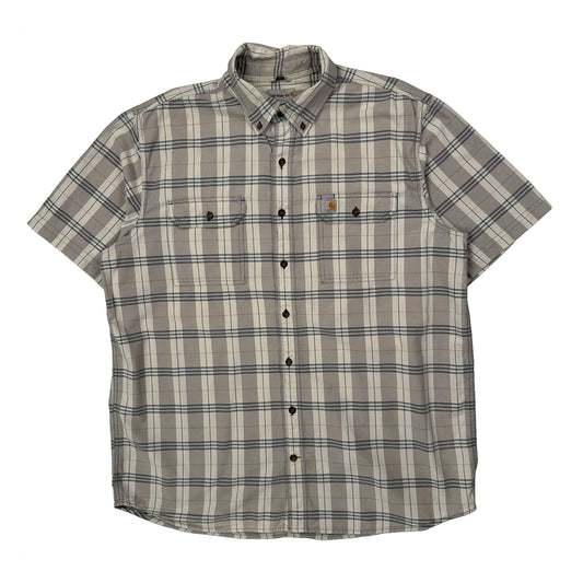 Carhartt Checked Short Sleeve Shirt - XL Grey Cotton