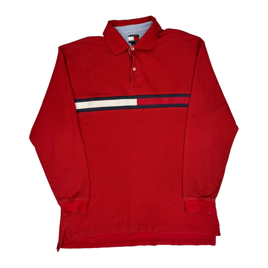 Tommy Hilfiger Polo Shirt - Large Red Cotton