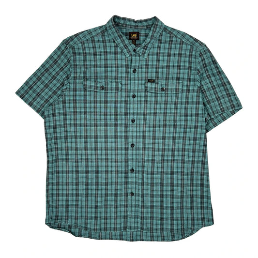 Lee Checked Short Sleeve Shirt - 2XL Green Cotton