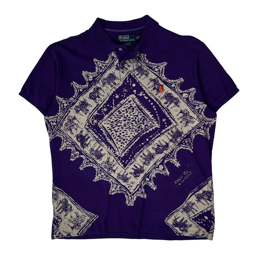 Polo By Ralph Lauren Graphic Polo Shirt - Large Purple Cotton