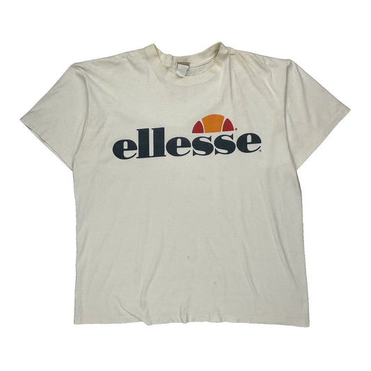 Ellesse Single Stitch T-Shirt - Large Cream Cotton