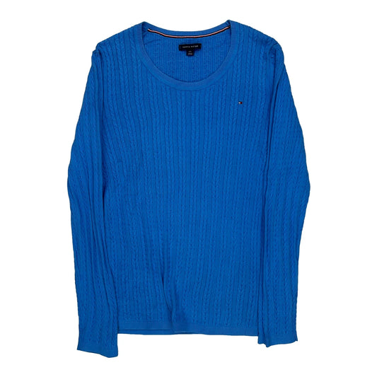 Tommy Hilfiger Cable Knit Jumper - Large Blue Cotton