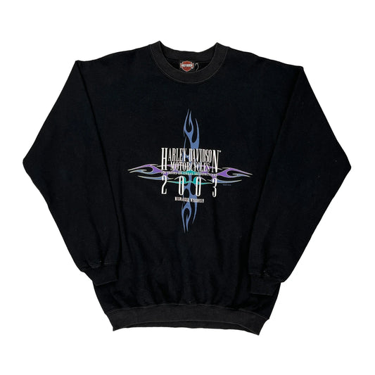 Harley Davidson Graphic Sweatshirt - Medium Black Cotton Blend