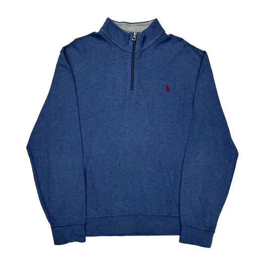 Polo By Ralph Lauren 1/4 Zip - Large Blue Cotton