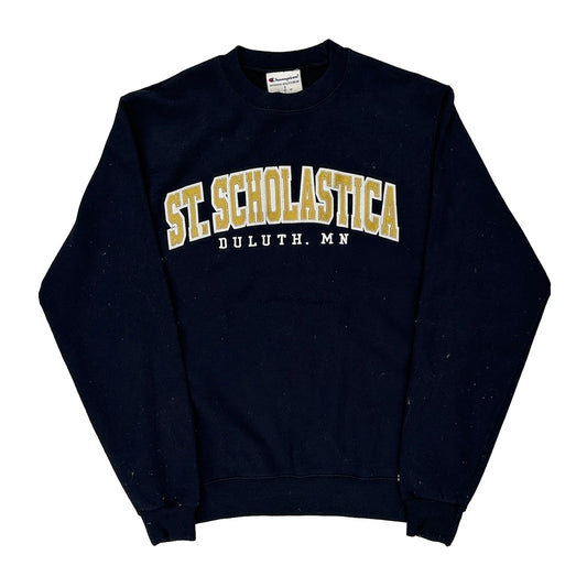 Champion College Sweatshirt - Small Navy Cotton