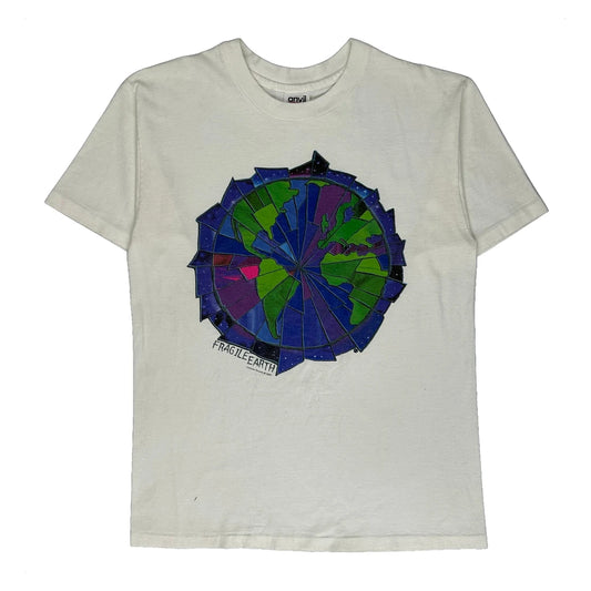 Fragile Earth Anvil Graphic T-Shirt - Medium White Cotton