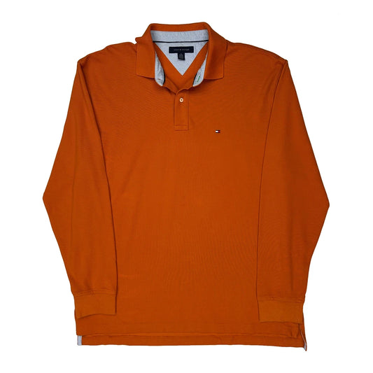 Tommy Hilfiger Long Sleeve Polo Shirt - XL Orange Cotton