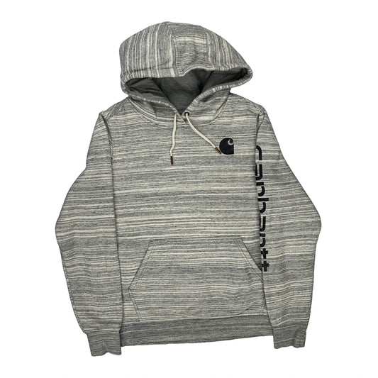 Carhartt Striped Hoodie - Small Grey Cotton Blend