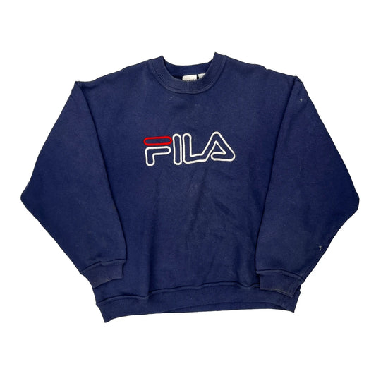 Fila Spellout Sweatshirt - Medium Navy Cotton Blend