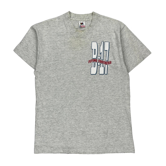 B-17 Flying Fortress Fruit Of The Loom Single Stitch T-Shirt - Medium Grey Cotton