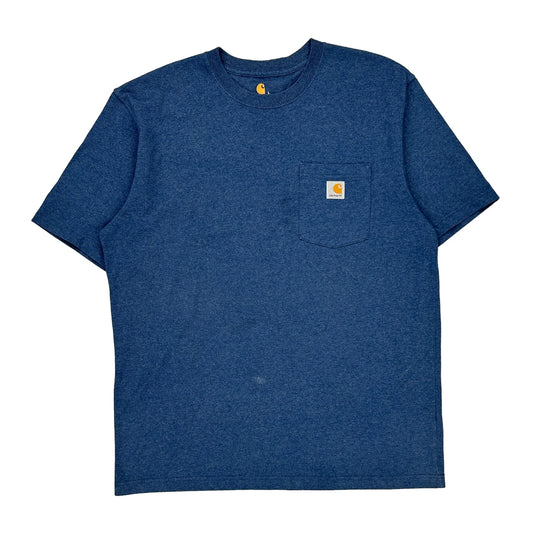 Carhartt T-Shirt - Large Blue Cotton Blend