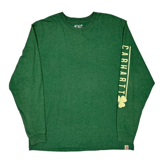 Carhartt Graphic Long Sleeve T-Shirt - Large Green Cotton Blend
