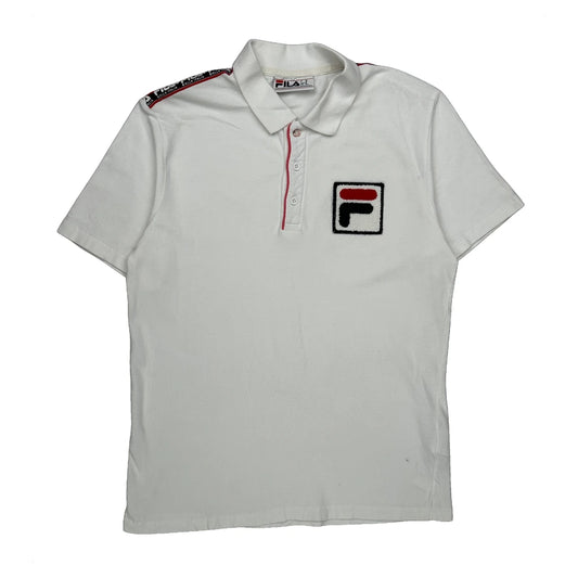 Vintage Fila Polo Shirt - Medium White Cotton