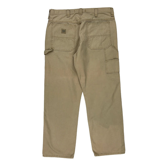 Lee Carpenter Trousers - 36W 31L Beige Cotton Blend