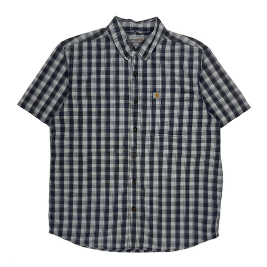 Vintage Carhartt Checked Short Sleeve Shirt - Large Grey Cotton