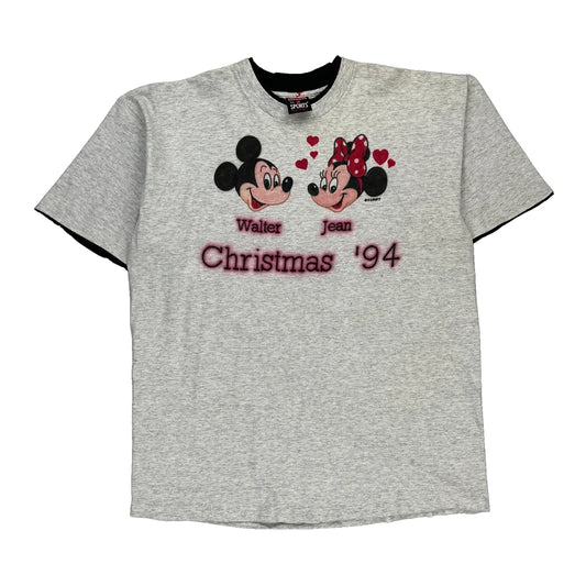 Mickey Mouse Christmas '94 Signal Sports Graphic T-Shirt - 2XL Grey Cotton