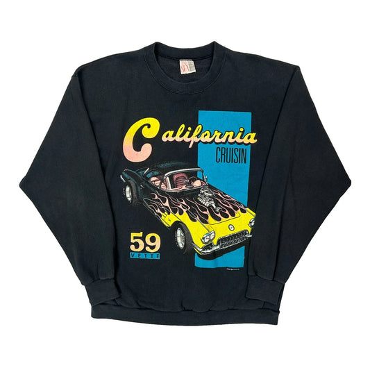 California Crusing Sun Graphic Sweatshirt - XL Black Cotton