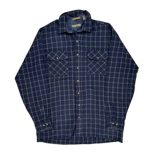 Tall Claybrooke Checked Flannel Shirt - Large Blue Cotton