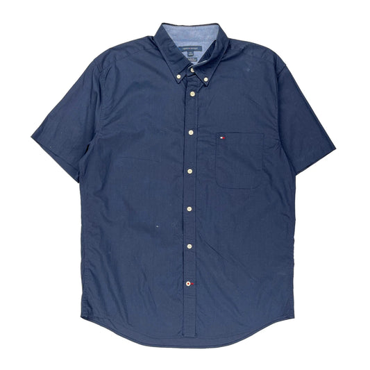 Tommy Hilfiger Short Sleeve Shirt - Large Blue Cotton