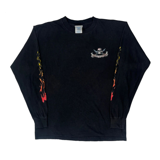 Vintage Pirates Of The Caribbean Disney Graphic Long Sleeve T-Shirt - Large Black Cotton