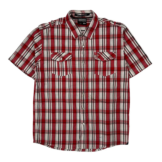 Southpole Checked Short Sleeve Shirt - 2XL Red Cotton
