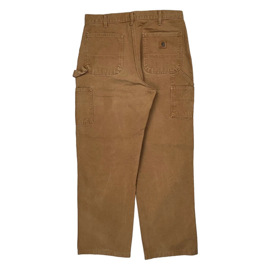 Made In USA Carhartt B11 Brn Carpenter Trousers - 33W 32L Brown Cotton
