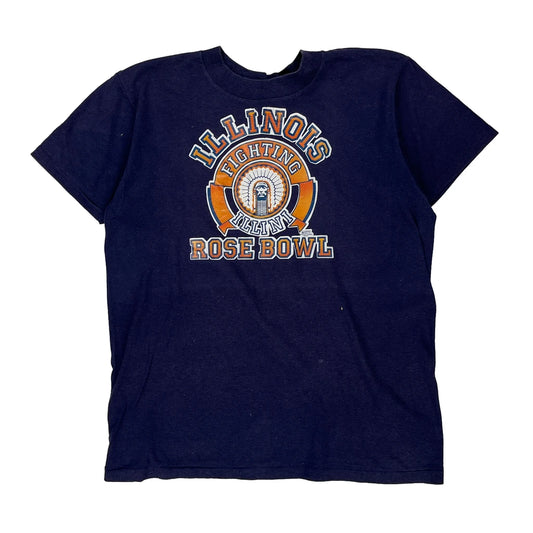 Illinois Fighting Illini Touch Of Gold Single Stitch T-Shirt - XL Blue Polyester