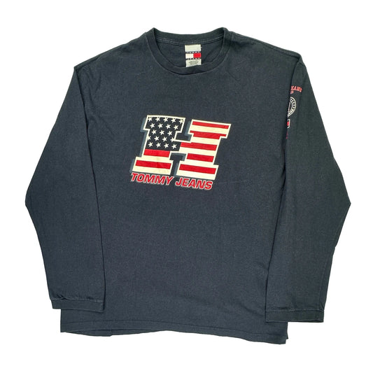 Tommy Jeans Long Sleeve T-Shirt - XL Navy Cotton