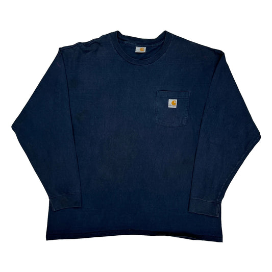 Vintage Carhartt Long Sleeve T-Shirt - XL Navy Cotton