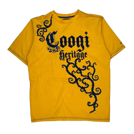 Coogi Graphic T-Shirt - 2XL Yellow Cotton