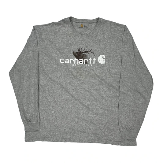 Carhartt Long Sleeve T-Shirt - 2XL Grey Cotton Blend