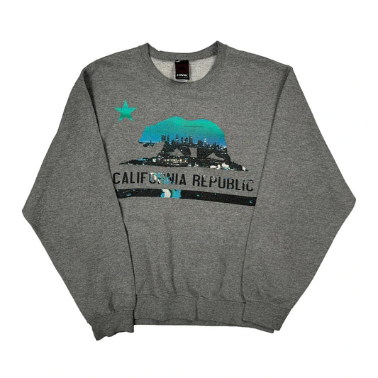 California Republic Hawk Graphic Sweatshirt - Medium Grey Cotton