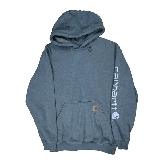 Carhartt Spellout Hoodie - Medium Blue Cotton