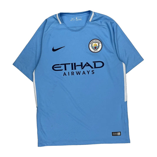 Manchester City 2017/18 Home Nike Football Football Shirt - Medium Blue Polyester