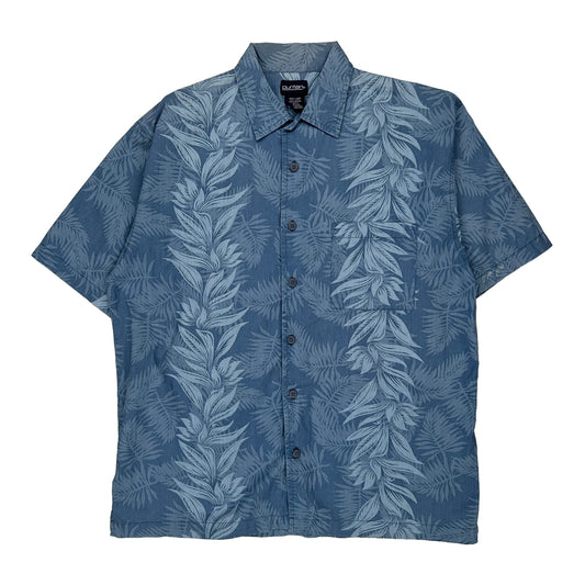 Puritan Floral Hawaiian Shirt - Large Blue Cotton