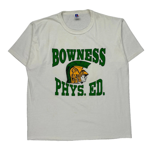 Bowness Phys. Ed. Russell Athletic Single Stitch T-Shirt - XL White Cotton Blend